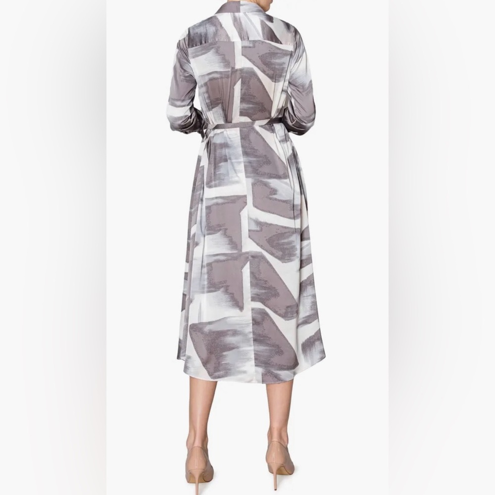 EUC Abstract Print Long Sleeve Belted Shirtdress Size Small - Picture 3 of 5